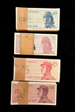 400 Indonesia banknotes 100 ea. x 5/10/25/50 Sen - 1964 series / AU-UNC