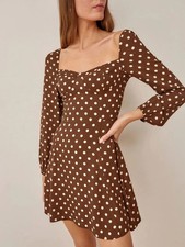 For Love & Lemons Amelia Dress Small Embroidered 3D Flower Mini Off Shoulder