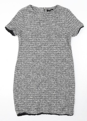 New Look Bodycon-Damen schwarz Polyester Größe 10 Rundhals Reißverschluss