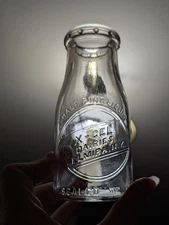 1950 Embossed X-Cel Dairies Elmira NY Half Pint Milk Bottle Chemung County