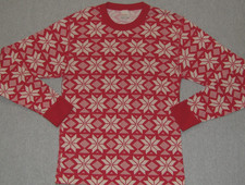 HANNA ANDERSSON Pajama Top Christmas Snowflakes Fair Isle PJ Sleep Shirt Women S