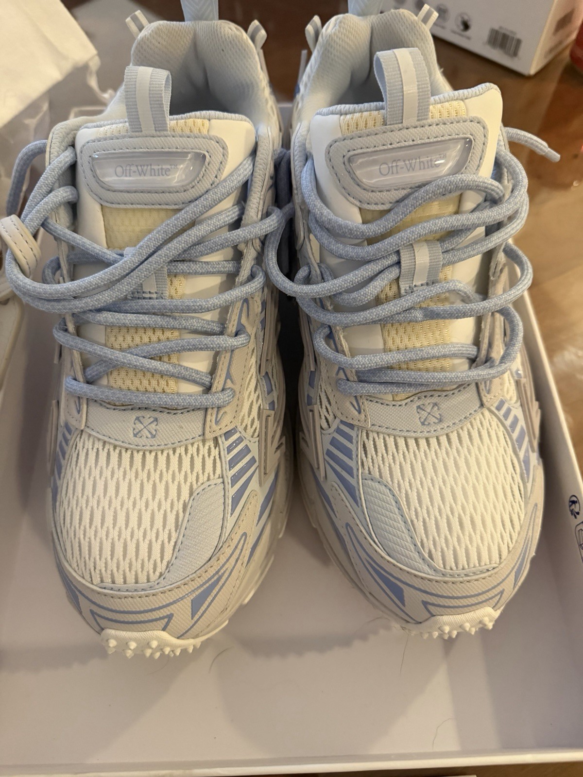Off-White White Light Blue Athletic Sneakers Lace… - image 1