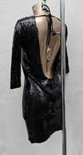 Asos Luxe Sequin Embelished Sparkle Dress Size 10 Open Back Mini Xmas Party