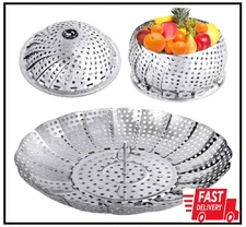 Veggie Vegetable Steamer Basket, Folding Steaming Basket, Metal Stainless Steel