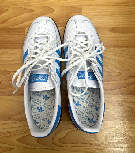 adidas Handball Spezial Men’s Low Top Up Leather Sneakers White/Blue Size 11