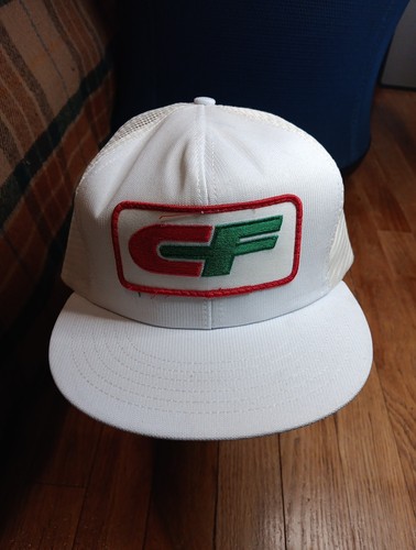 VTG CF Consolidated Freight White/White 80s Mesh Trucker USA Snapback Hat TONKIN - Picture 1 of 13