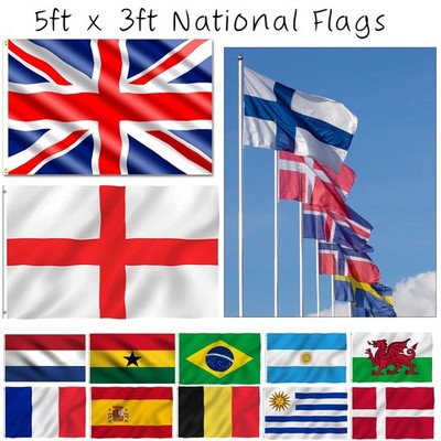 5 Fuß x 3 Fuß riesige Länderflagge Polyester robust Fußball Cricket Banner Veranstaltungen