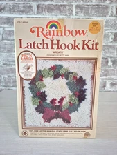 Vtg 1980s Rainbow Creations Christmas Wreath Latch Hook Kit 2054 12"x12" Sealed