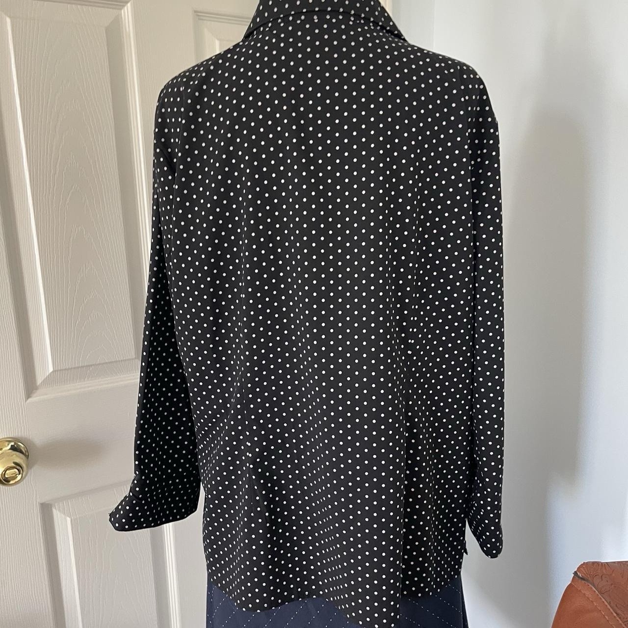 Notations Black White Polka Dot Collared Button A… - image 4