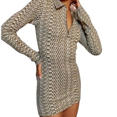 iets frans Urban Outfitters Dress Women MEDIUM Olive Green Mini Bodycon w/Zip