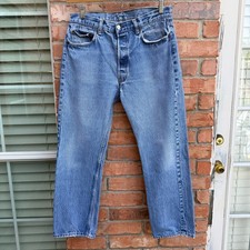 Vintage 80s Levis 501 Blue Button fly Denim Made in USA Jeans 36x32 Actual 33x28