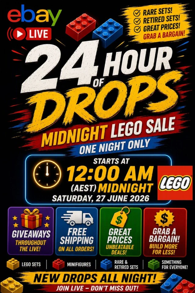 🔥 24 Hour of Drops | Rare Retired LEGO • Free Shipping • Hourly Giveaways!