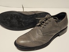 Dolce Gabbana US size 11 leather pebble grey oxford wingtip lace mens dress shoe
