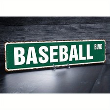 Retro 'Baseball' Metal Sign Classic Wall Decor Sports-Themed Wall Art