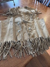 Vintage Suede Fringe Leather Vest Hippie Boho Festival Western 70  s Men  s Small