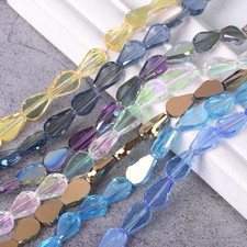 20pcs Flat Teardrop 12x8mm Faceted Crystal Glass Loose Beads For Jewelry Making