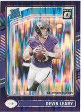 2024 Panini Donruss Optic Devin Leary Rated Rookie Purple Prizm SP RC Ravens