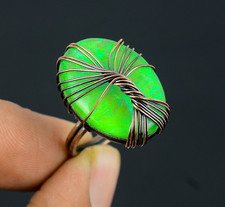 Australian Triplet Opal Handmade Gemstone Copper Wire Wrapped Jewelry Ring