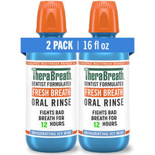 Fresh Breath Mouthwash, Icy Mint Flavor, Alcohol-Free, 16 Fl Oz Pack of 2 