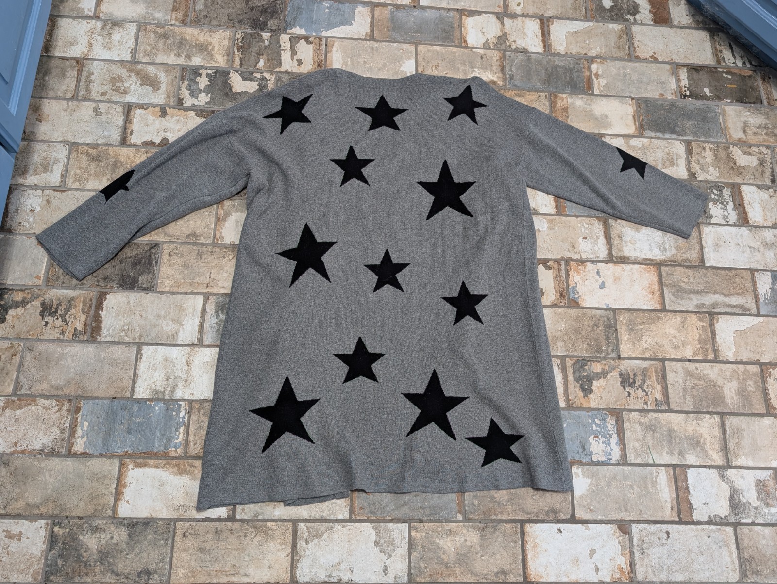 Relativity Gray Star Pattern Open Front Cardigan … - image 7
