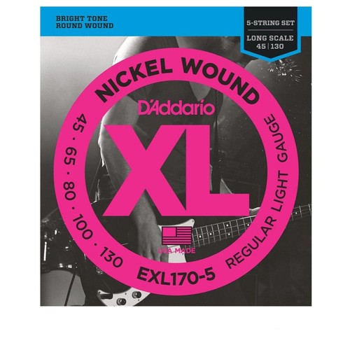 Used D'Addario EXL170-5 Nickel Wound 5-String Bass, Light, 45-130, Long Scale