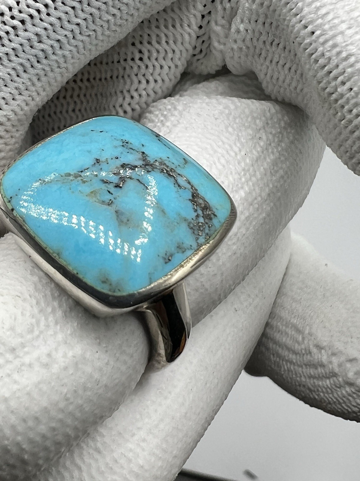 Vintage Solid Sterling Silver Large Square Natura… - image 3