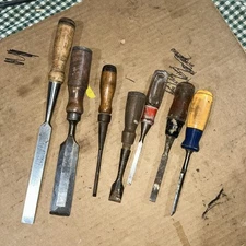 Seven piece various brands of wood chisels
