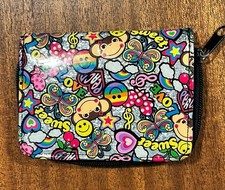 Vintage 90 s-early 2000 s Sparkle Rainbow / Monkey Small Zip Wallet