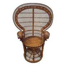 Emmanuelle Wicker Rattan Peacock Chair Excellent Condition 57  High