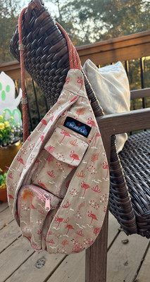  KAVU Orange/Brown  mini Rope Sling Cross Body Hiking Bag flamingos 
