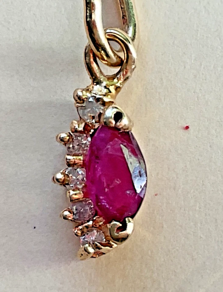14K Yellow Gold Ruby & Diamond Pendant - Image 3 of 4