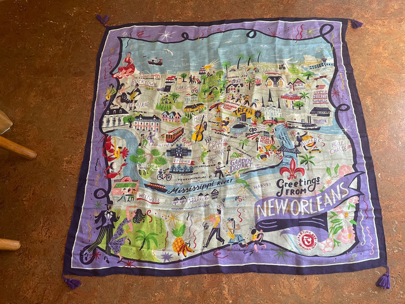 Spartina 449 Scarf New Orleans MAP Linen Blend  44 x 44 inches