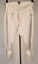 ANTIQUE VICTORIAN 19TH C MEN  S WHITE RIDING BREECHES PANTS W BUCKLE BACK