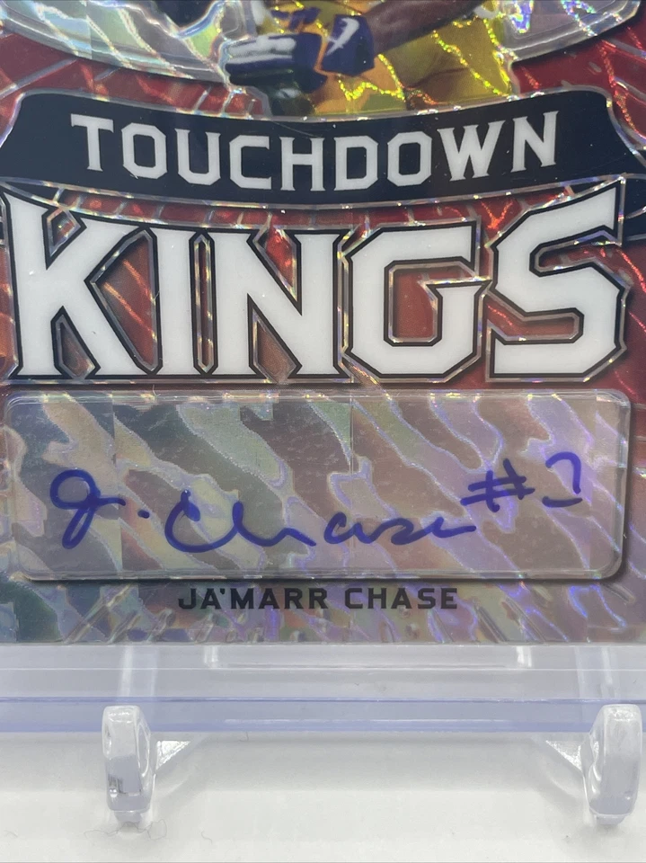 2021 LEAF METAL ORANGE MARBLE TOUCHDOWN KINGS JA'MARR CHASE /5 - Image 3 of 4