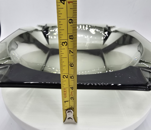 Vintage Smoked Glass Cigar/Cigarette 8”x 8” Ashtray Heavy Thick Glass Retro - Picture 13 of 13