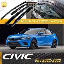 For Honda Civic 2022-23 Hatchback Mugen Style Window Visor Rain Guard Deflectors