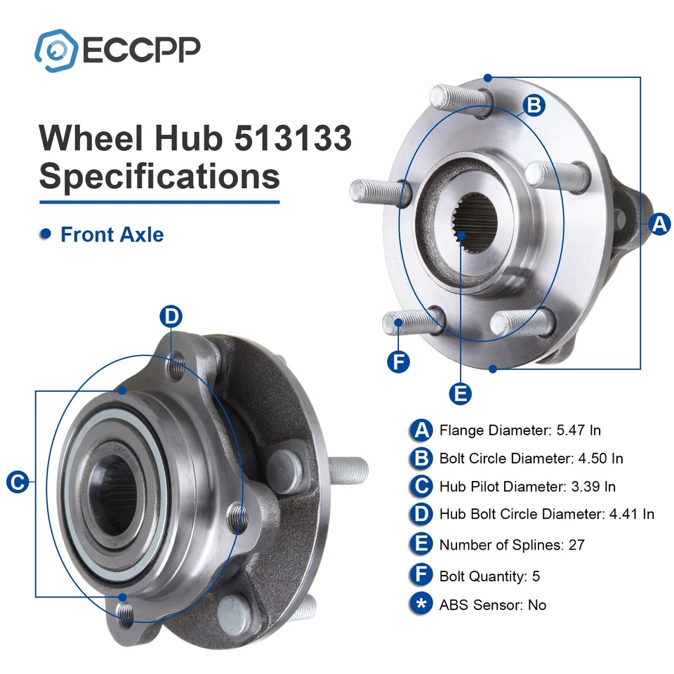 2 piezas cojinetes de cubo de rueda delanteros AWD para Mitsubishi 3000GT Lancer Evolution SIN ABS Foto 2 de 4