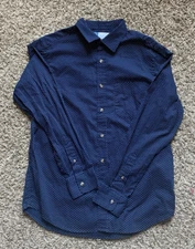 Old Navy Men's Navy Regular Fit Built-in Flex Button Up Everyday Shirt Small