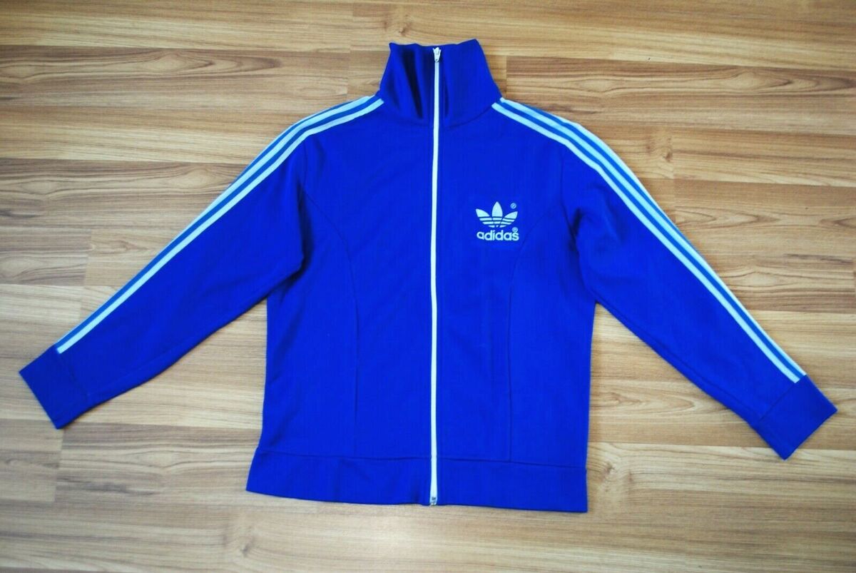 ADIDAS SPORT JACKET TRACK TOP VTG MADE IN HONG KONG 80s BLUE RED SIZE 4 SMALL ADIDAS SPORT JACKET TRACK TOP VTG MADE IN HONG KONG 80s BLUE RED SIZE 4 SMALL