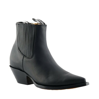 Herren Grinders Schwarz MUSTANG Leder Stiefel ohne Bügel Cowboy Western Chelsea