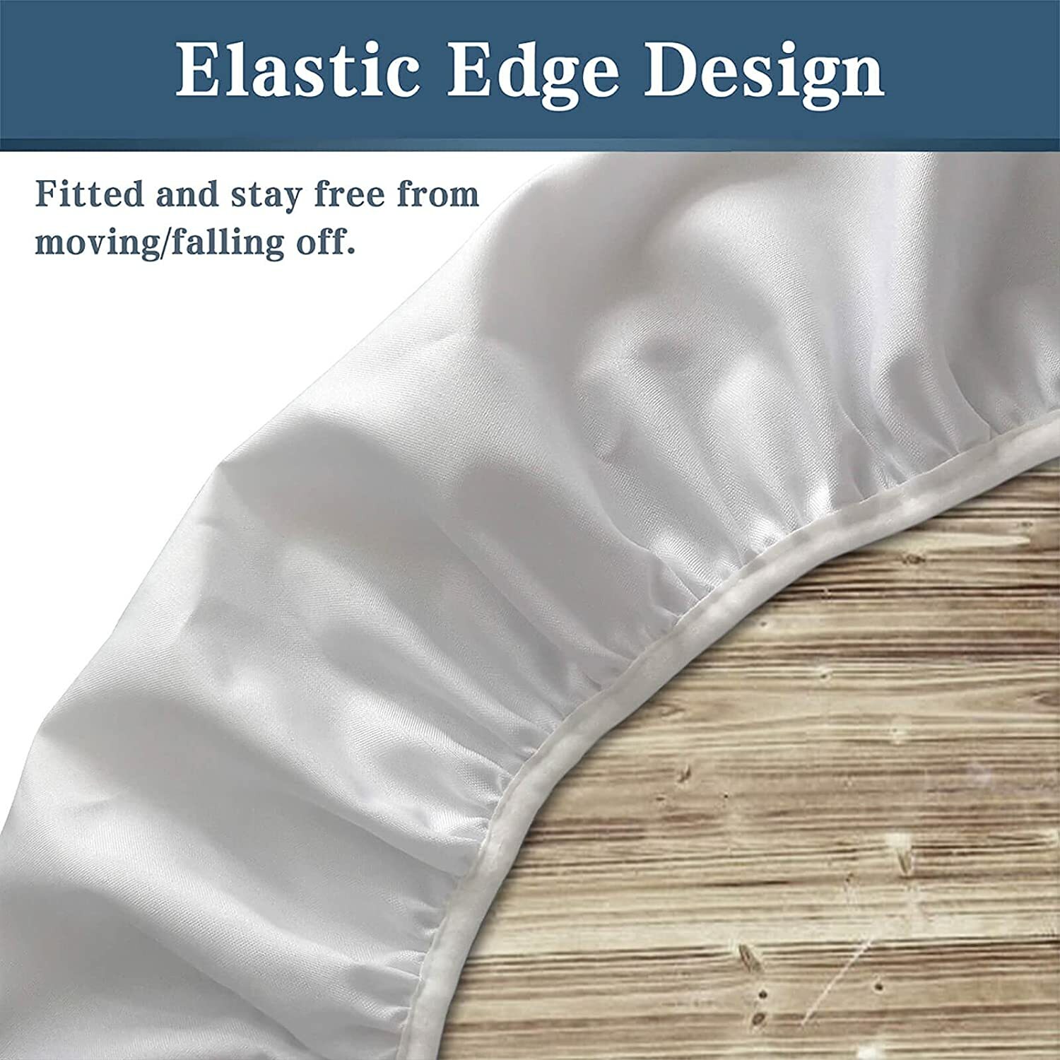 Marble Fitted Tablecloth Round, Edge Elastic Waterproof  Polyester Table Covers