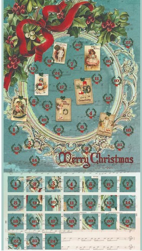 Victorian Postcards Christmas Advent Calendar DIY fabric panel Cotton Fabric - Picture 8 of 8