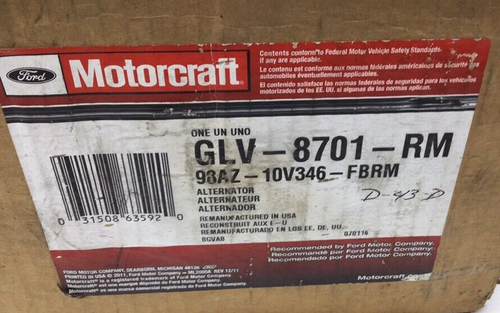 Motorcraft GLV-8701-RM Remanufactured Alternator Ford 98AZ-10V346-FBRM - Picture 2 of 6