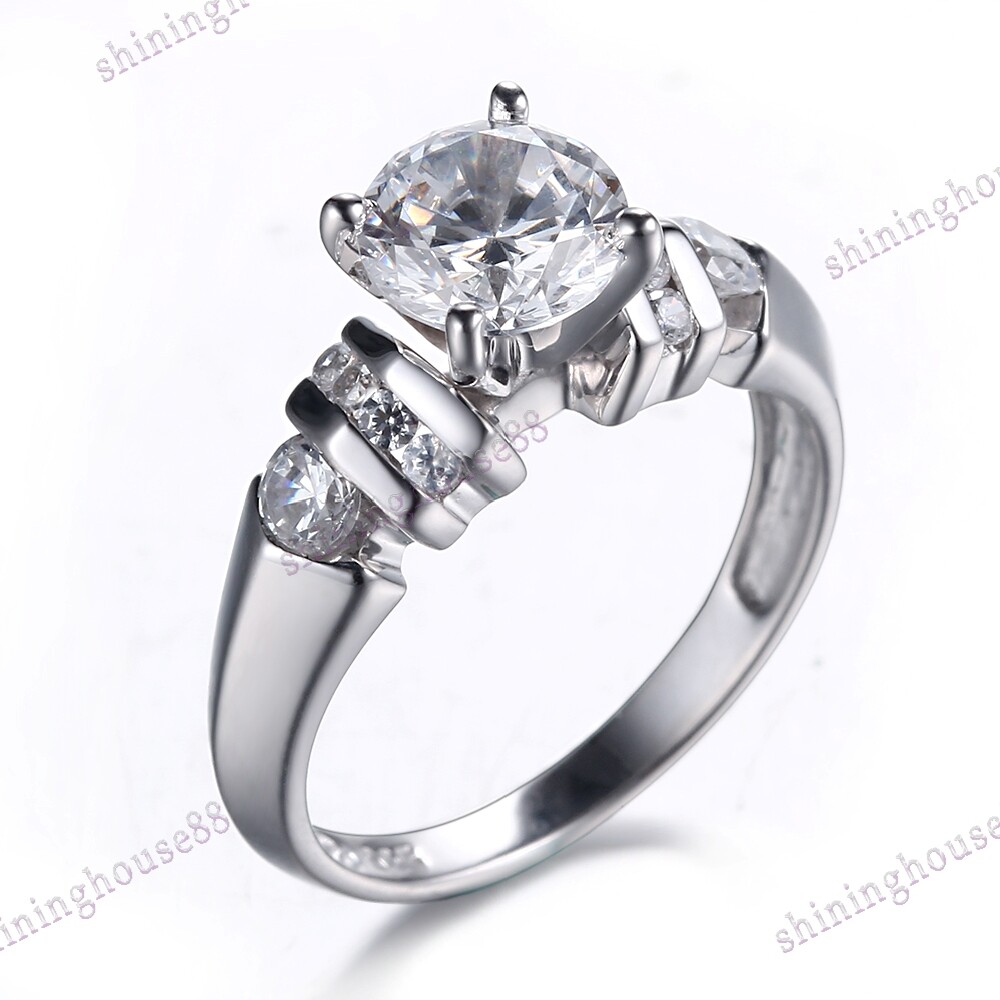 AAA Graded Cubic Zirconia Round 6.5mm Sterling Silver Wedding Fashion Fine Ring