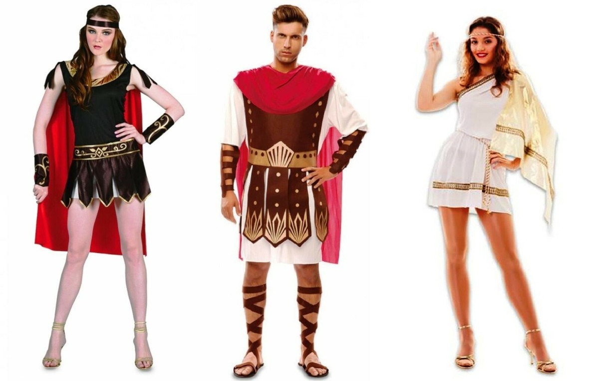 CARNEVALE HALLOWEEN VESTITO ROMANA ANCELLA GUERRIERA SOLDATO