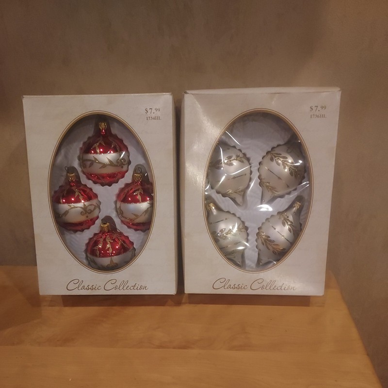 2. BOXES Hobby Lobby 2004 Christmas Ornaments MCM Classic Collection RED WHITE