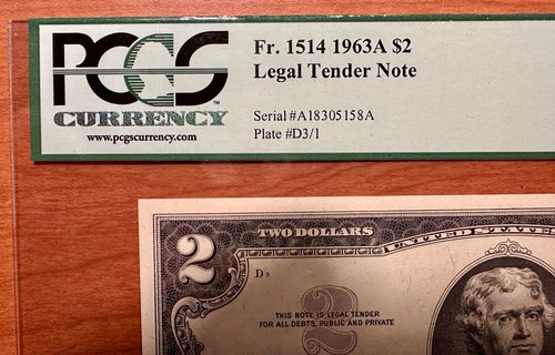 1963 A $2 Legal Tender Note - RED SEAL - Fr. 1514 - PCGS 68 PPQ Superb Gem New - Picture 7 of 8
