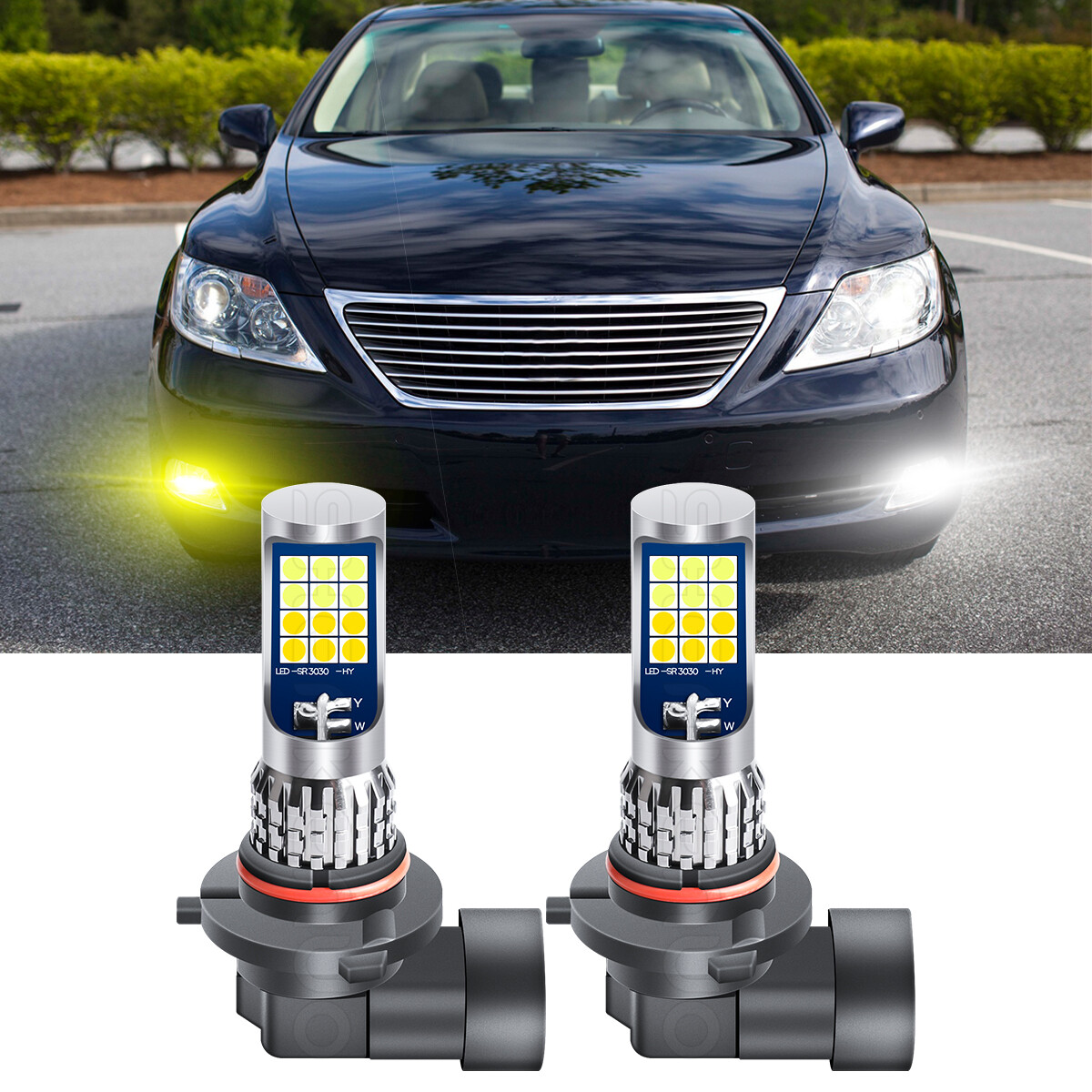 For Lexus LS460 2007-2013 Dual Color Golden Yellow White 9006 HB4