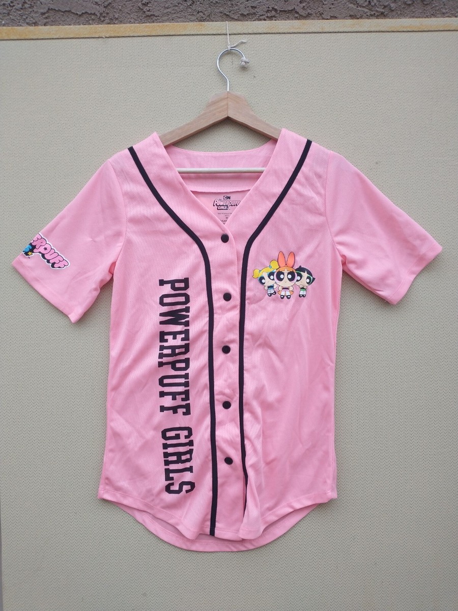 Powerpuff Girls 90’s Style Baseball Jersey Top Medium Women's Pink