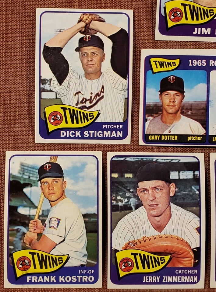 Tarjetas de béisbol 1965 Topps Twins Jim Kaat Stigman Fosnow SP RC Kostro Klippstein Foto 4 de 4